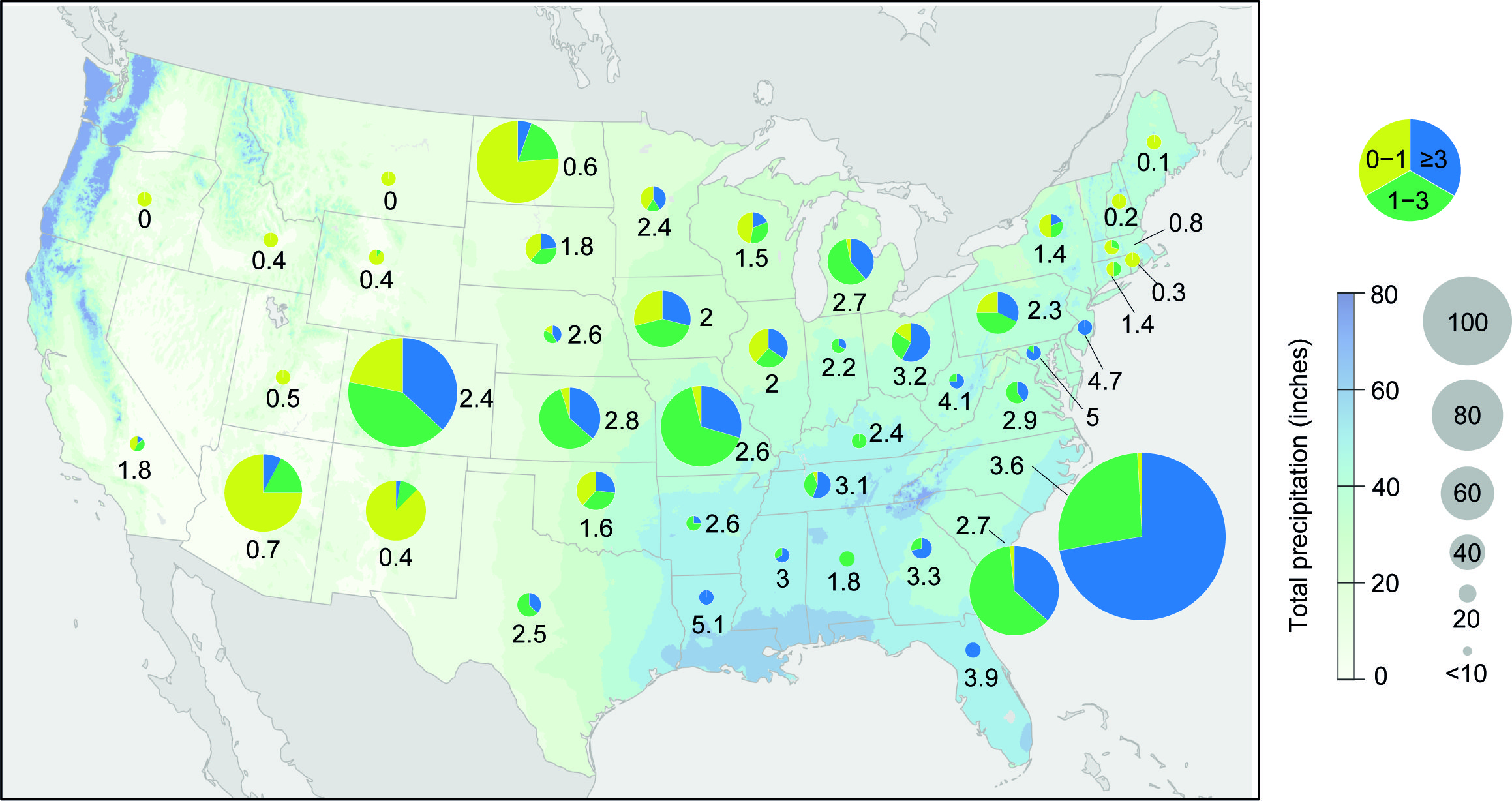 The map of the USA shows